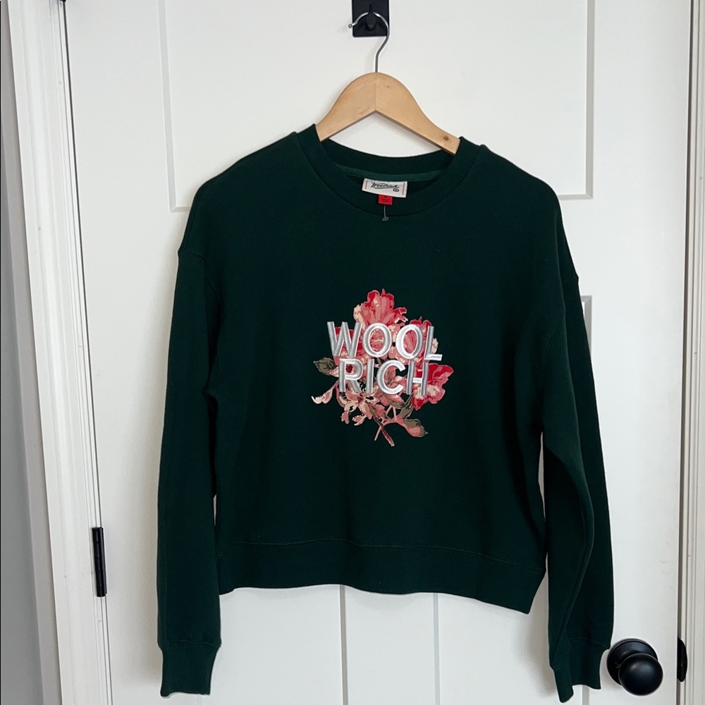 Woolrich Dark Green Sweatshirt with Floral Logo